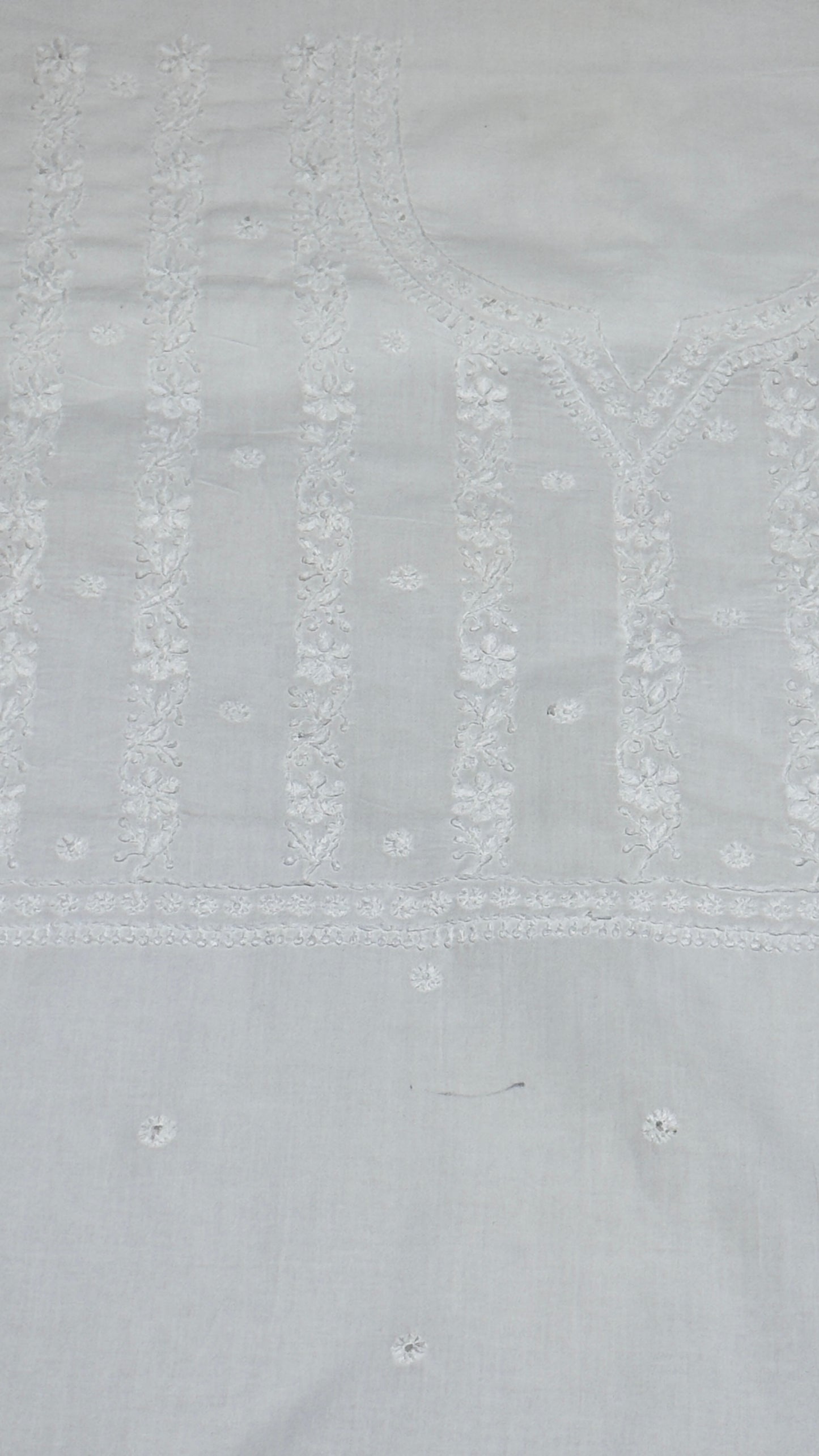 White colour - Unstitched kurta/ top piece in cotton