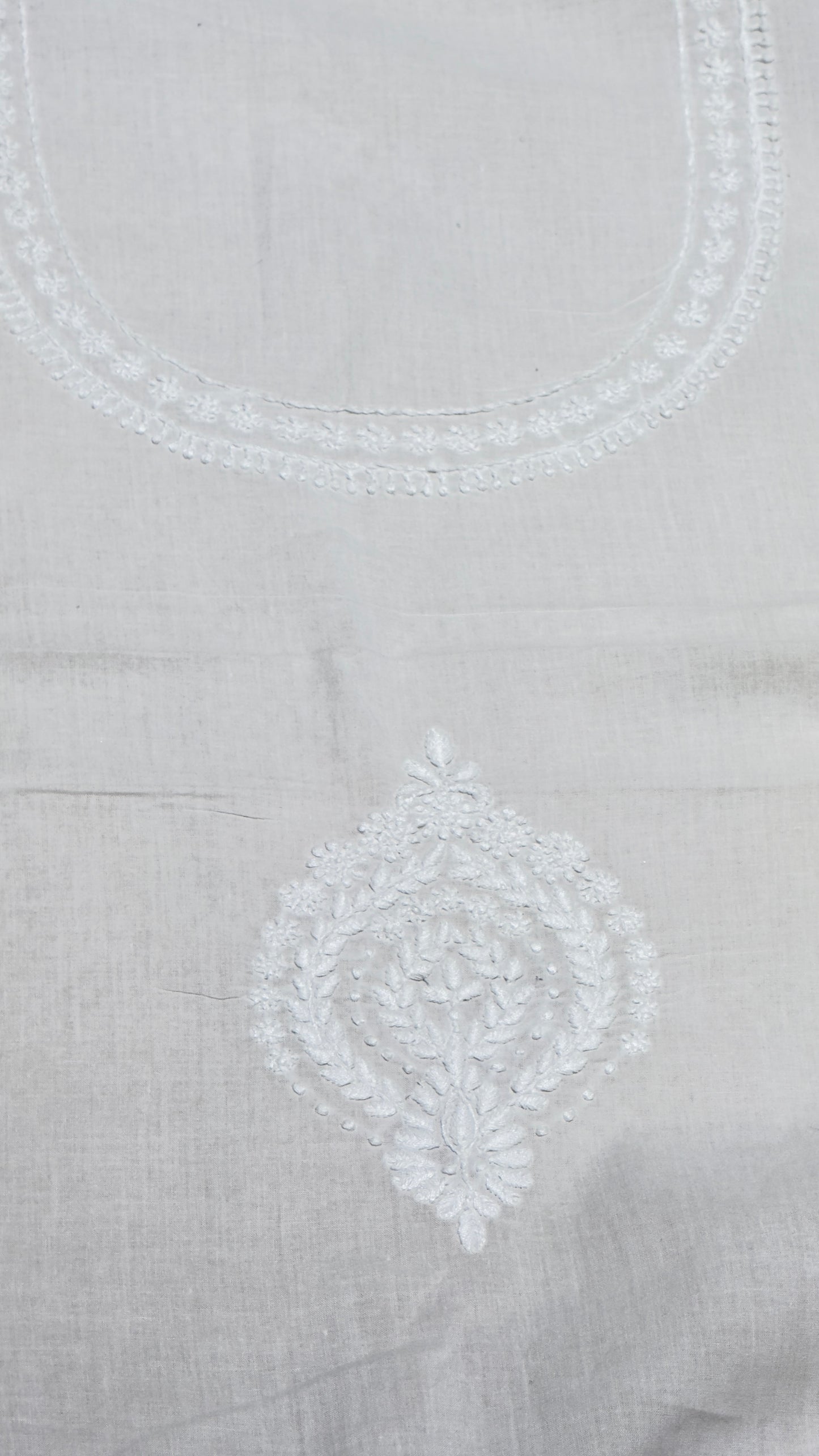 White colour - Unstitched kurta/ top piece in cotton