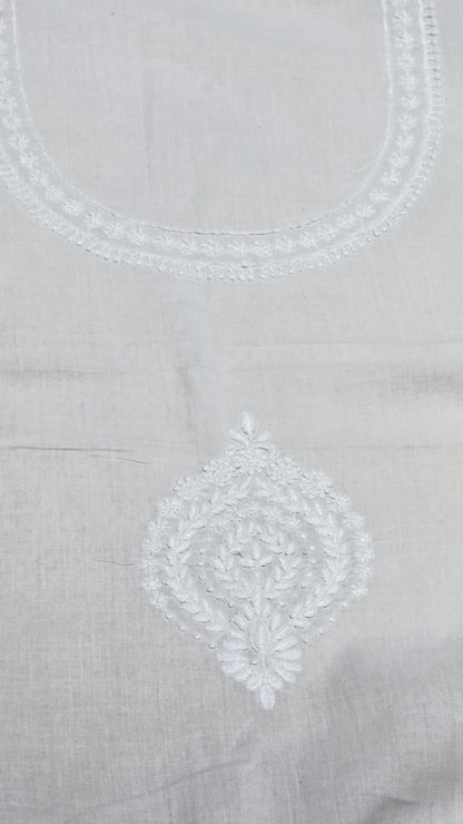 White colour - Unstitched kurta/ top piece in cotton