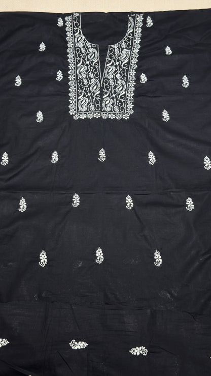 Black colour - Unstitched kurta/ top piece in cotton