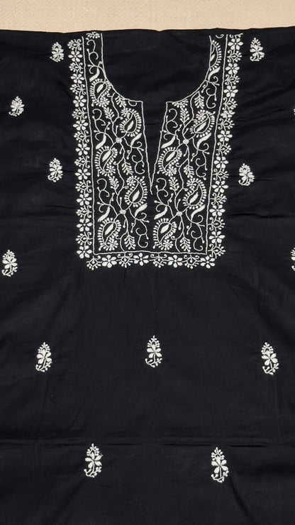 Black colour - Unstitched kurta/ top piece in cotton