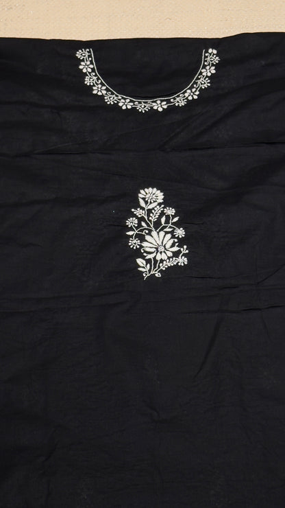 Black colour - Unstitched kurta/ top piece in cotton