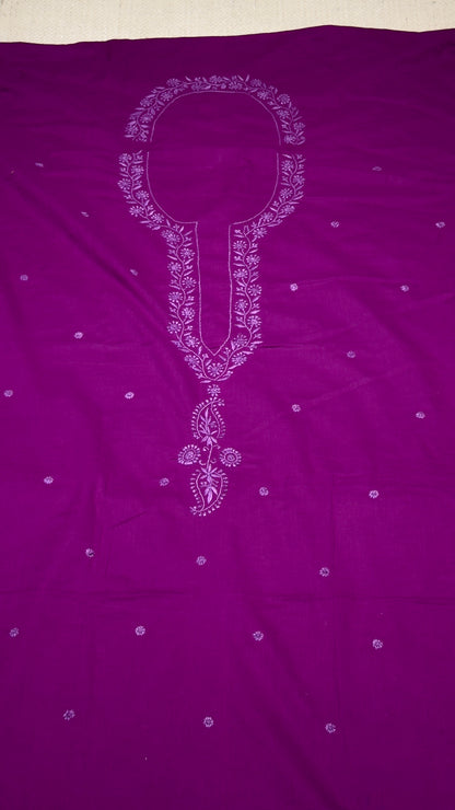 Deep pinkish Mauve colour - Unstitched kurta/ top piece in cotton