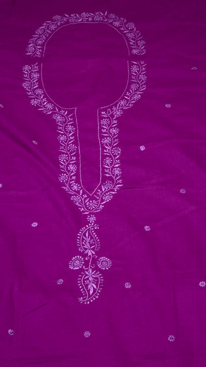 Deep pinkish Mauve colour - Unstitched kurta/ top piece in cotton