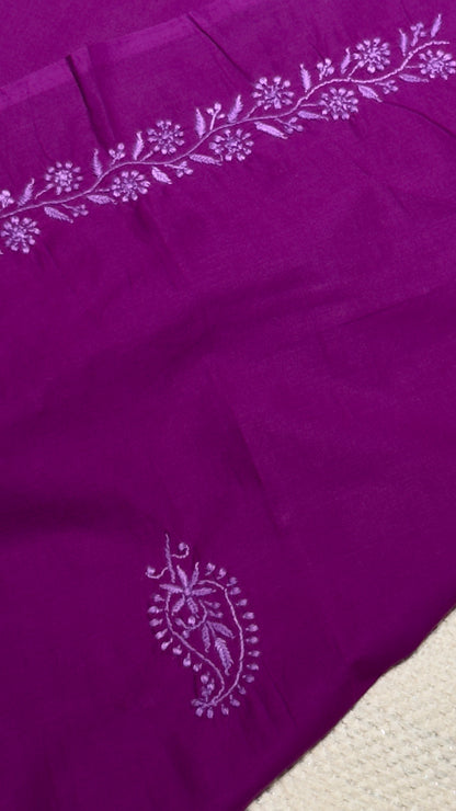 Deep pinkish Mauve colour - Unstitched kurta/ top piece in cotton