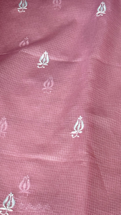 Unstitched pink kurta/ top piece in cotton