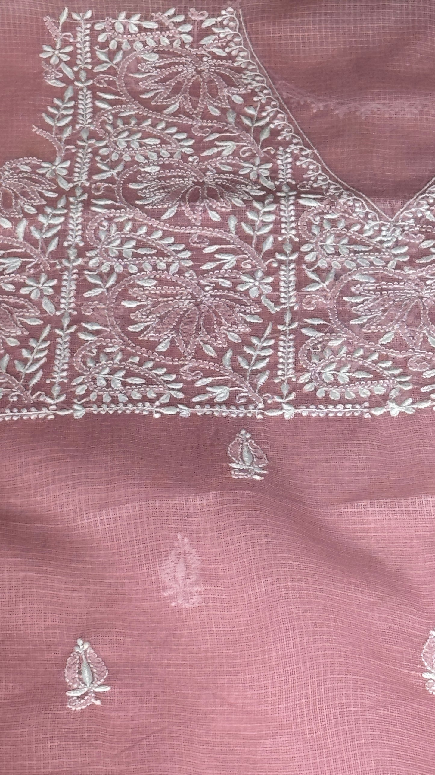 Unstitched pink kurta/ top piece in cotton