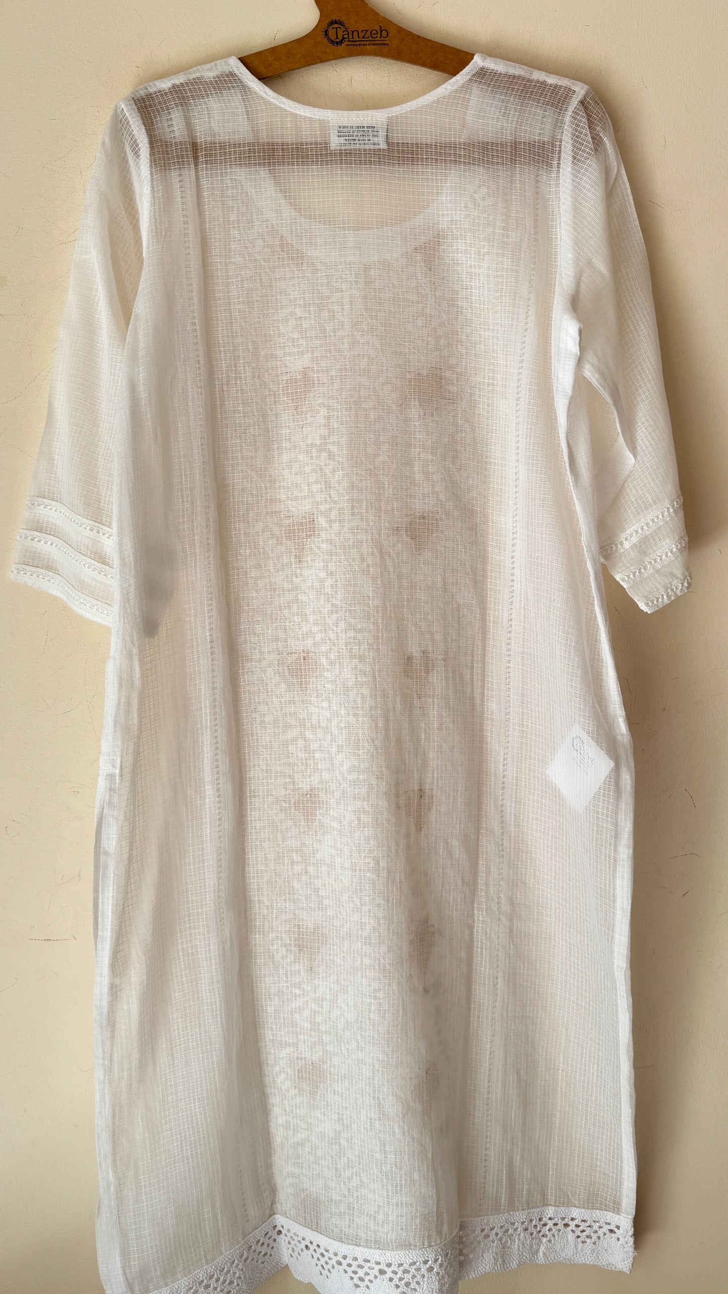 White kota Kurta with white Chikankari embroidery