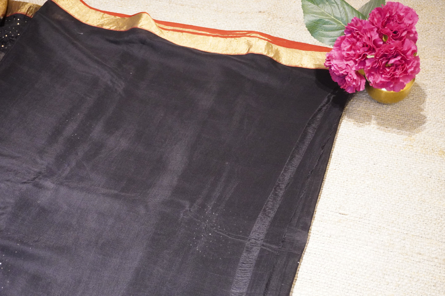 Chikankari handloom Chanderi saree in black