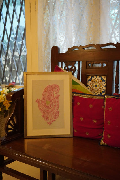 Chikankari embroidery frame for wall decoration