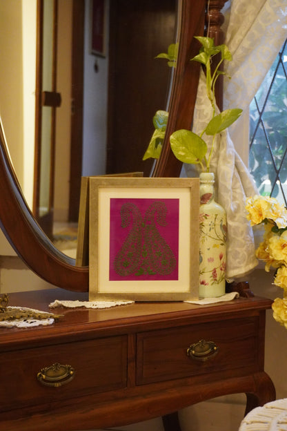 Chikankari embroidery frame for wall decoration