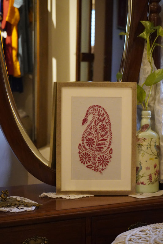 Chikankari embroidery frame for wall decoration