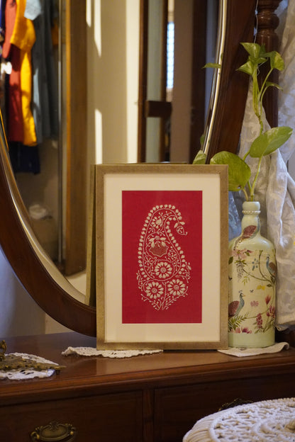 Chikankari embroidery frame for wall decoration