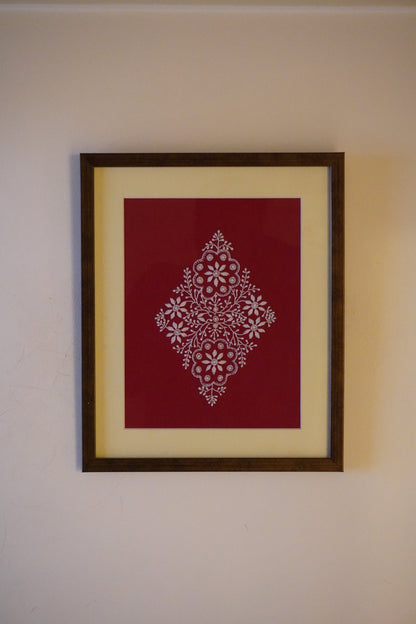 Chikankari embroidery frame for wall decoration