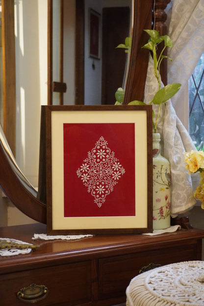 Chikankari embroidery frame for wall decoration