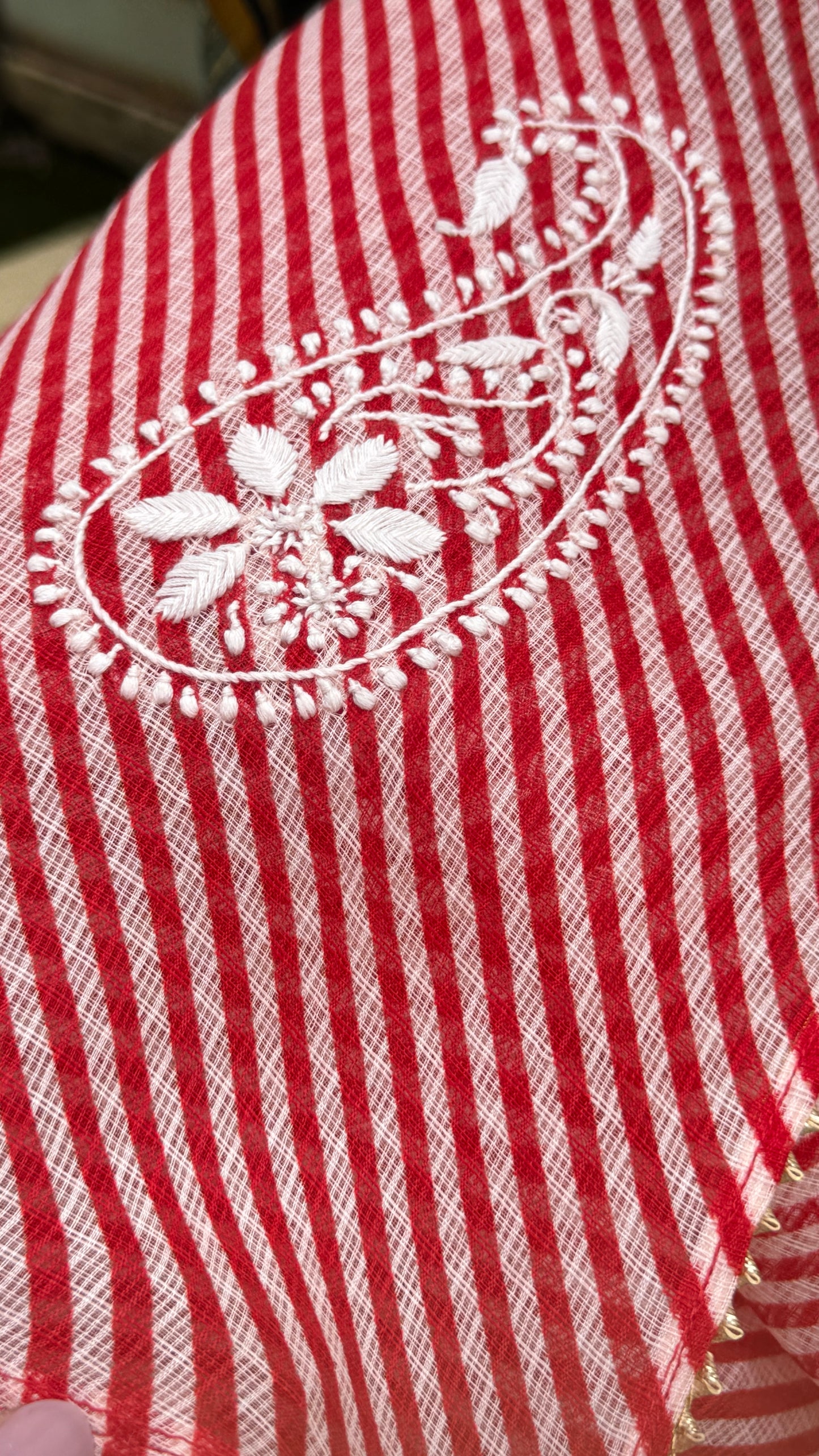 Dupatta Leheriya Red and white